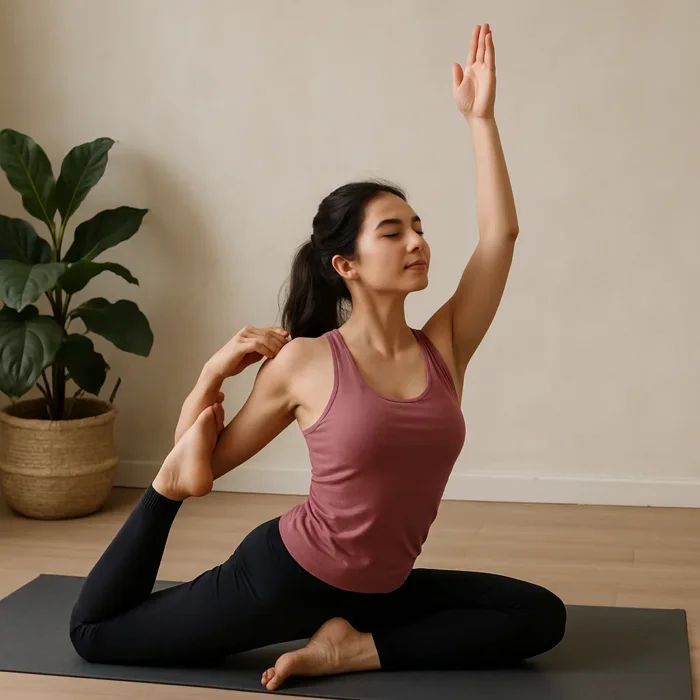 Woman doing a breathing exercise